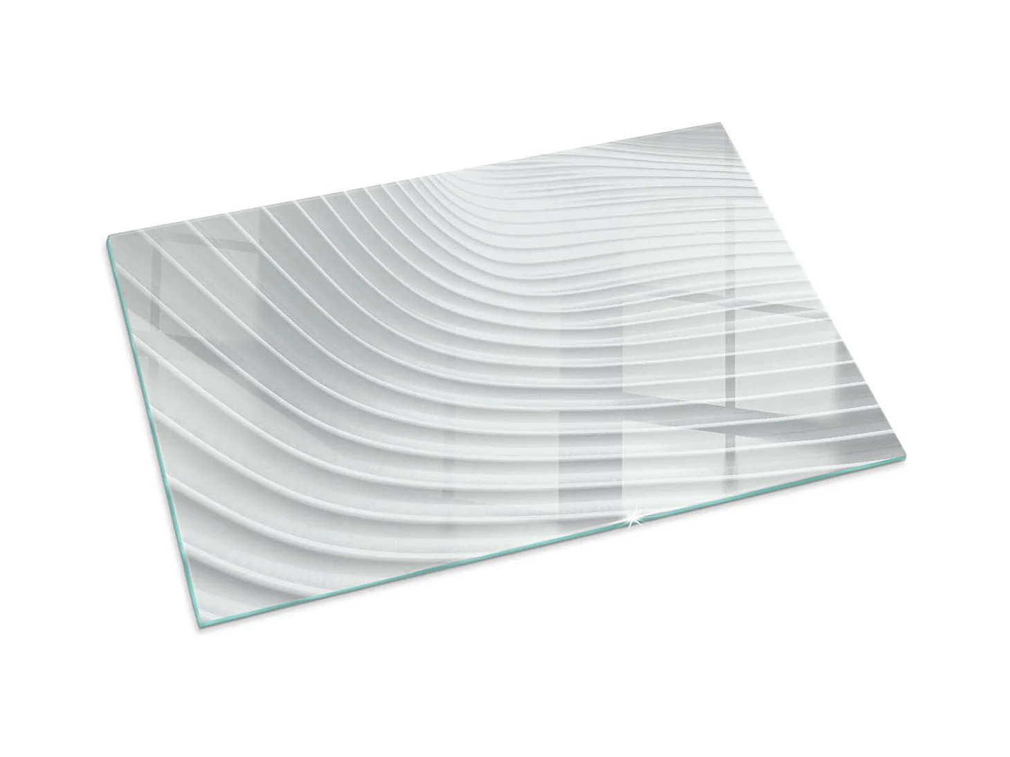 Plaque de sol en verre pour poêle - Rectangle - 100x70 - Des vagues de lignes délicates