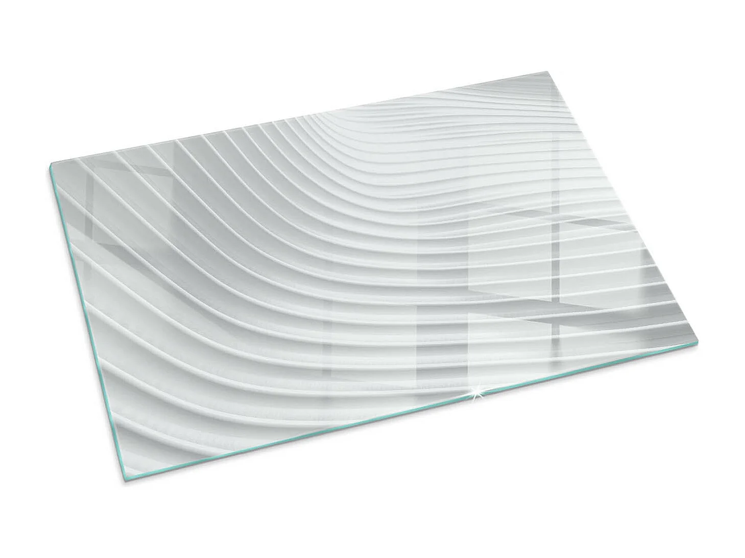 Glasplatte zum Schutz vor Funkenflug, Kaminauflage - Rechteck - 100x70 - Wellen aus zarten Linien