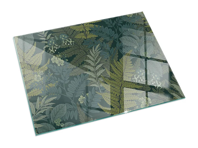 Vloerplaat voor houtkachel, onder open haard - Rechthoek - 120x80 - Plantmotieven met vlinders