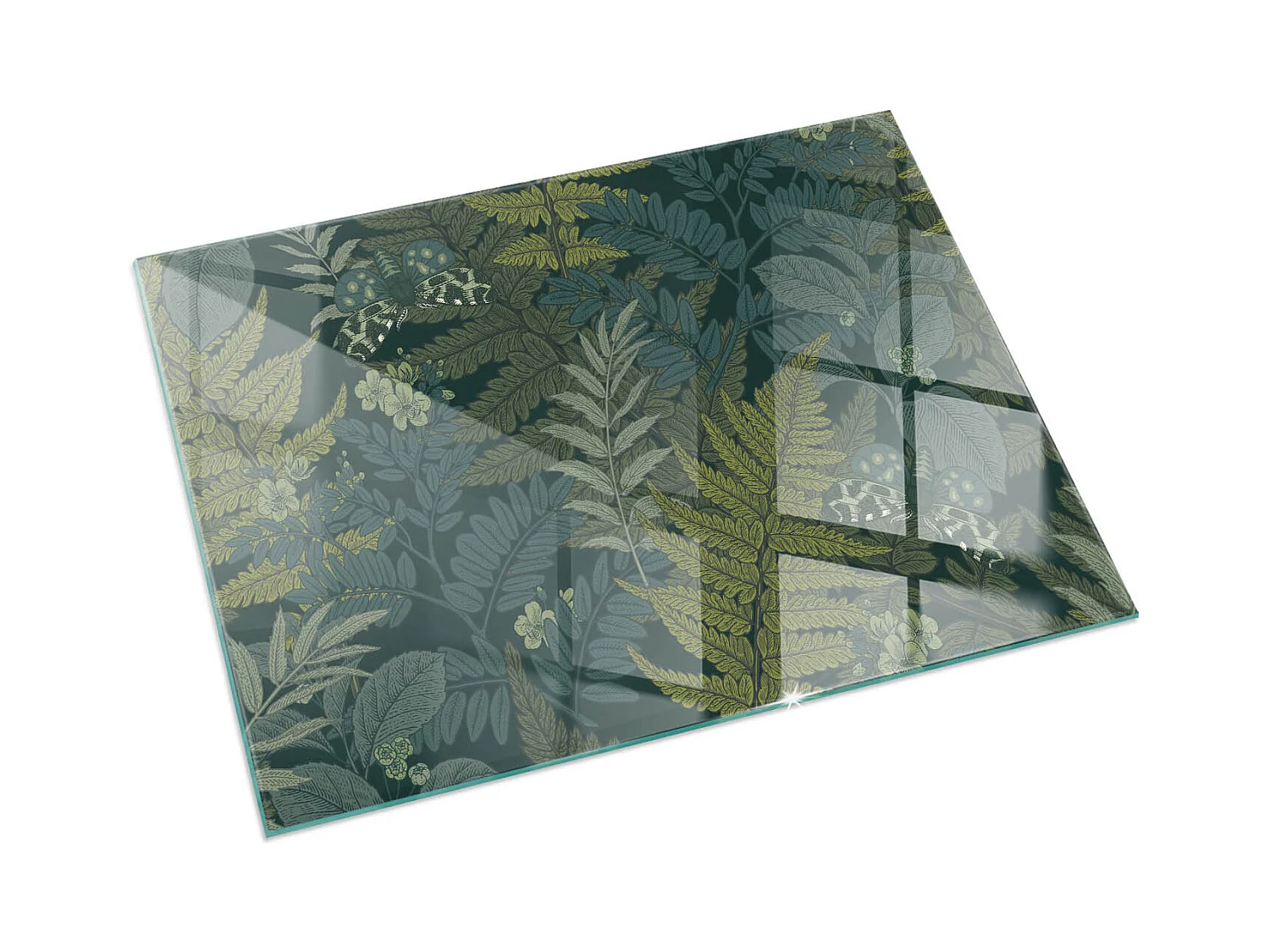 Vloerplaat voor houtkachel, onder open haard - Rechthoek - 120x80 - Plantmotieven met vlinders