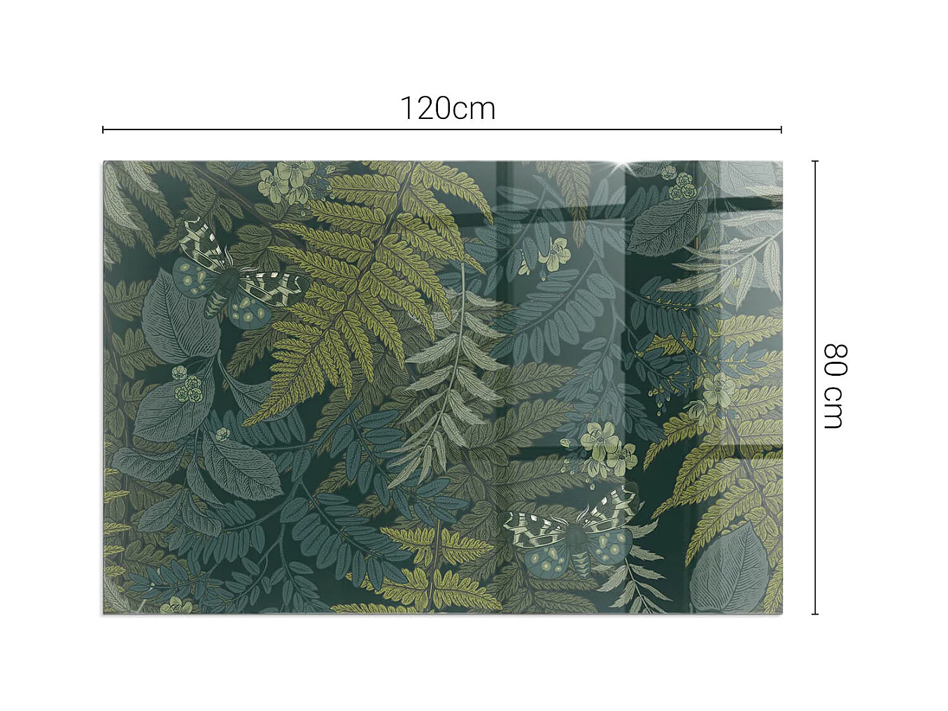 Vloerplaat voor houtkachel, onder open haard - Rechthoek - 120x80 - Plantmotieven met vlinders