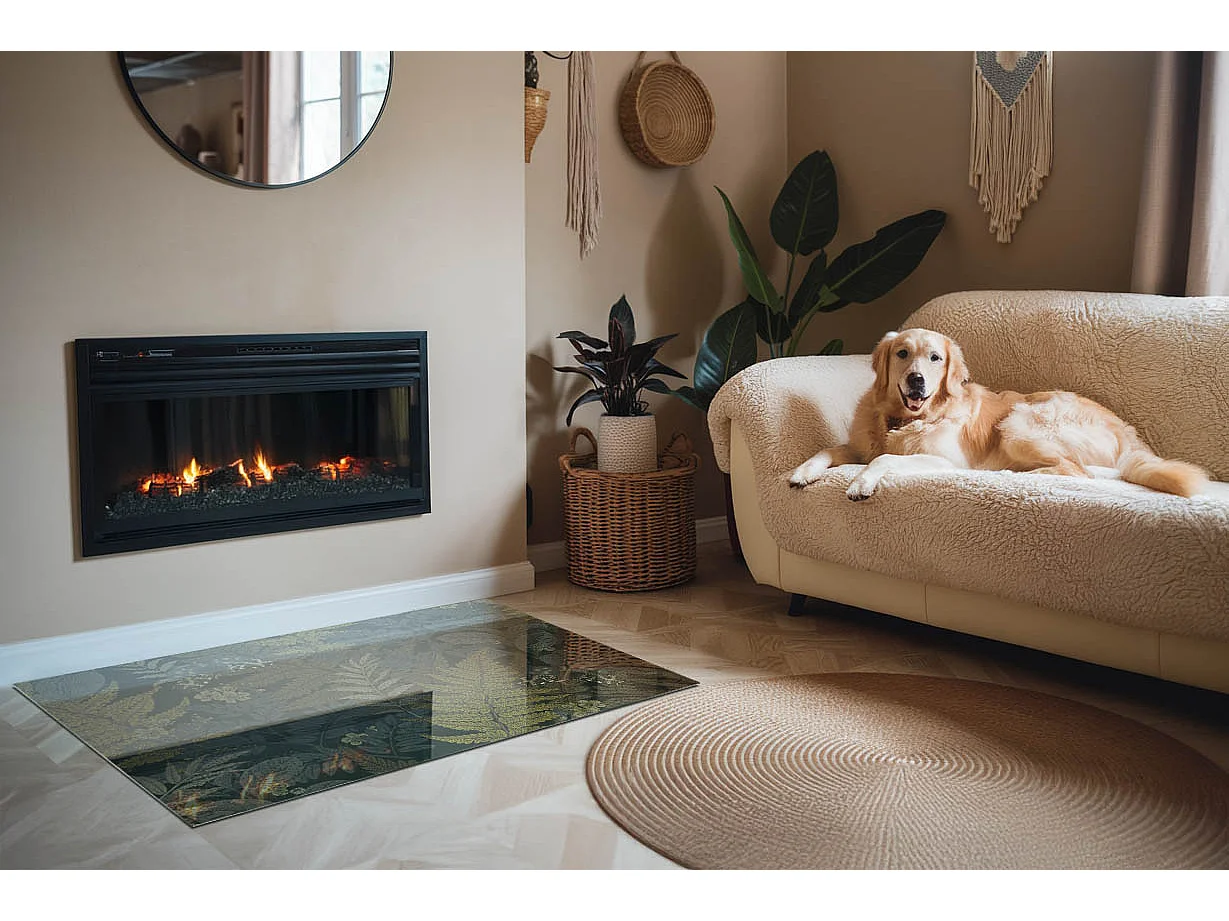 Vloerplaat voor houtkachel, onder open haard - Rechthoek - 120x80 - Plantmotieven met vlinders