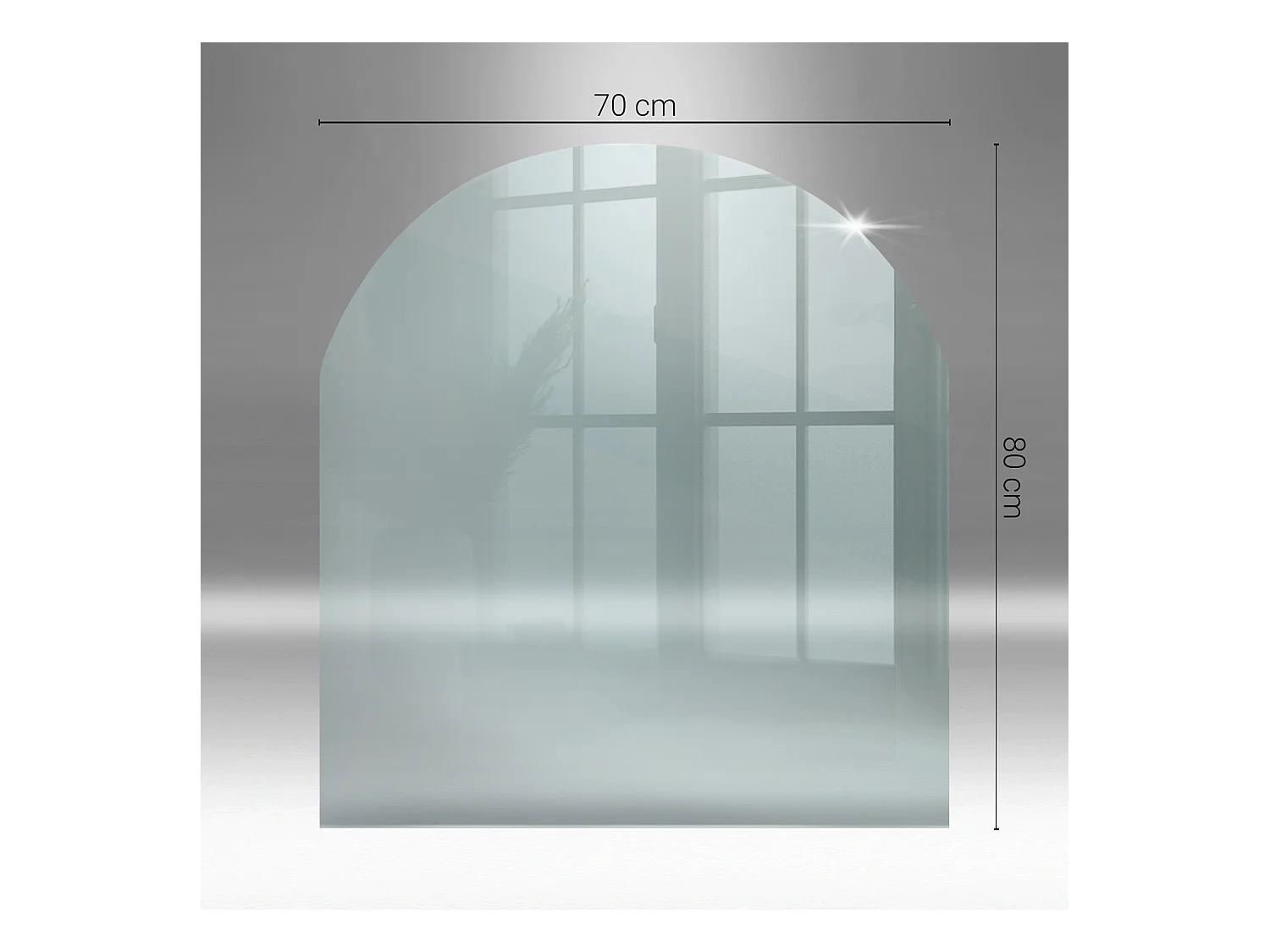 Vloerplaat voor houtkachel, onder open haard - gjennomsiktig - halfrond - 80x70 cm