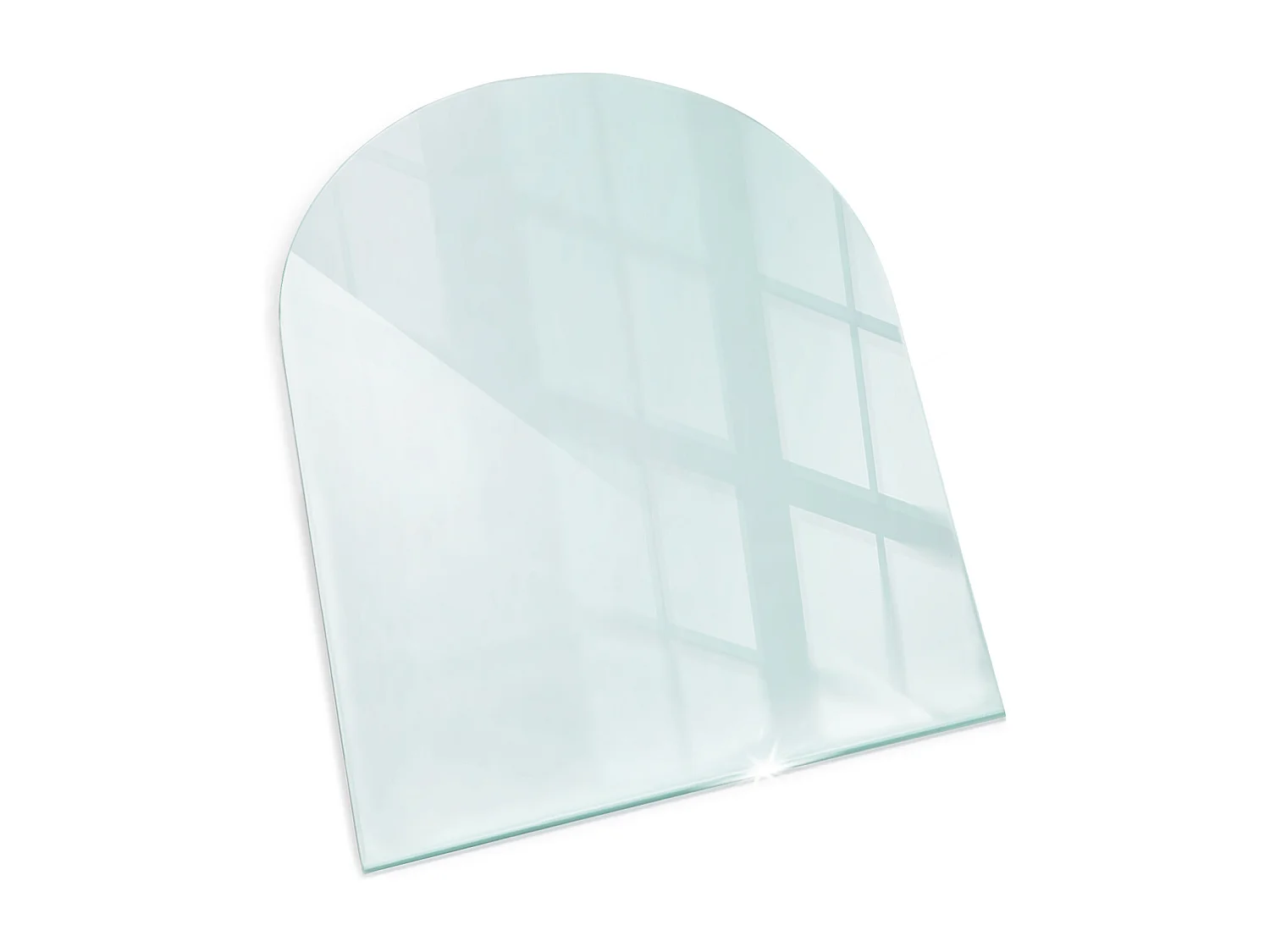 Glasplatte zum Schutz vor Funkenflug, Kaminauflage - transparent - halbrund - 80x70 cm