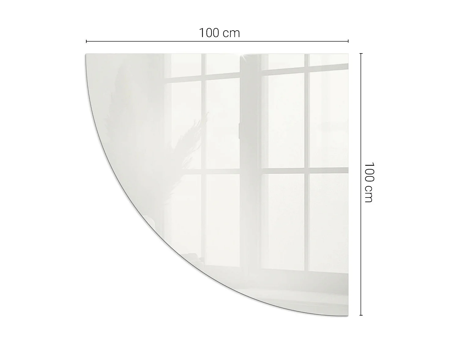 Glasplatte zum Schutz vor Funkenflug, Kaminauflage - Ein Viertel - 1/4 100x100 - Elfenbeinfarbe