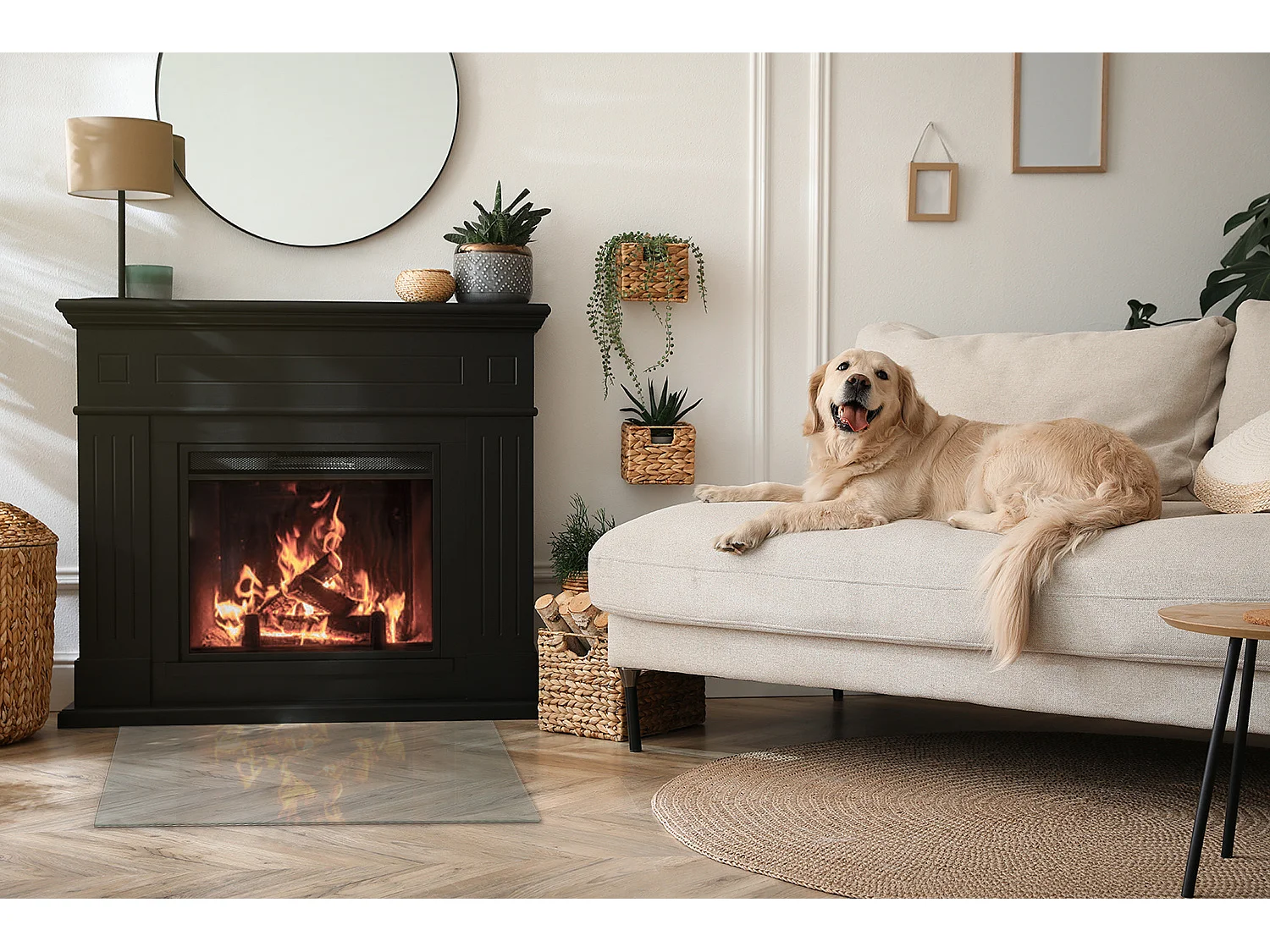 Vloerplaat voor houtkachel, onder open haard - gjennomsiktig - Rechthoek - 120x80