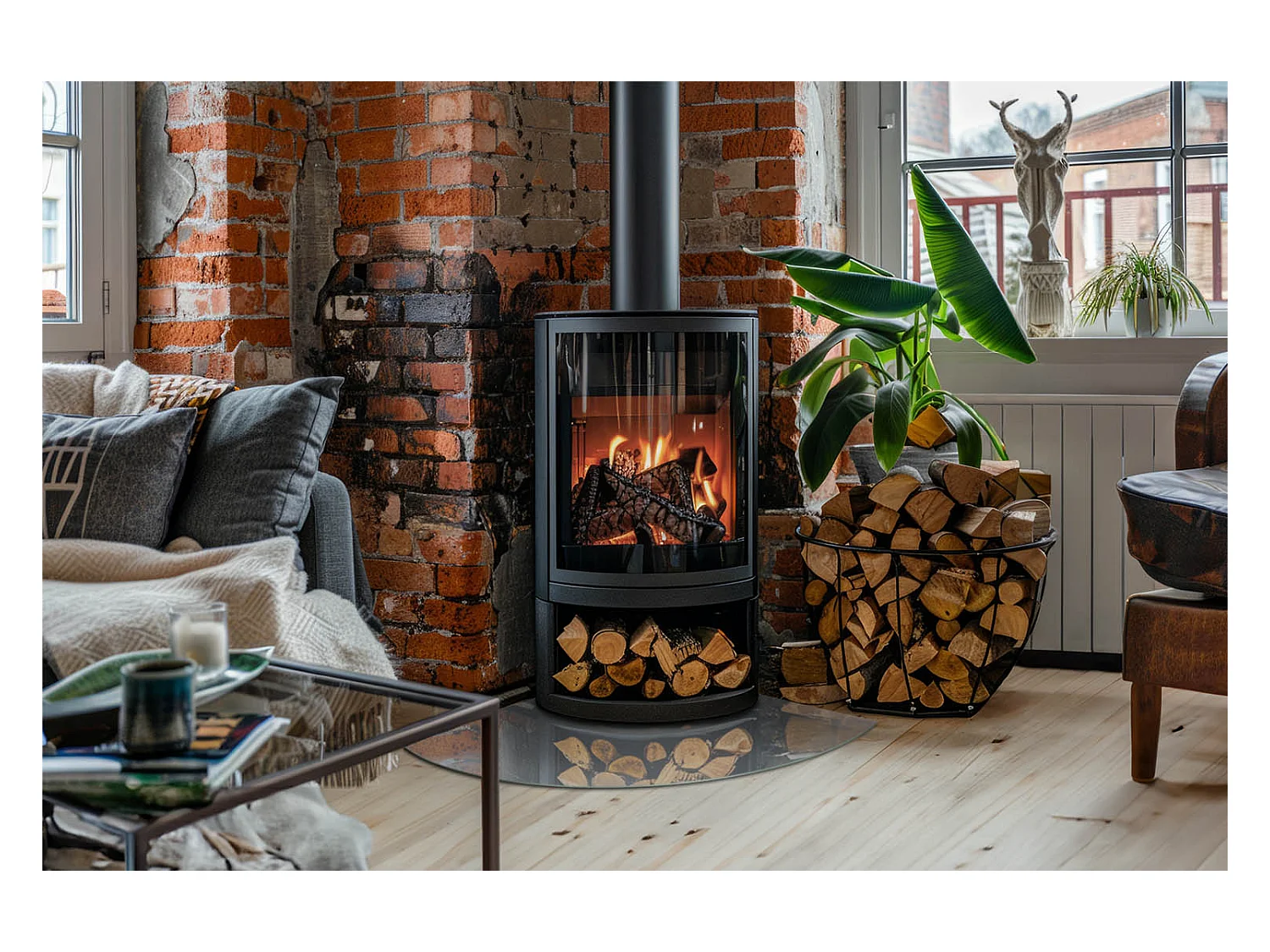 Plaque de sol en verre pour poêle - Un quart - 1/4 100x100 - Couleur Gris