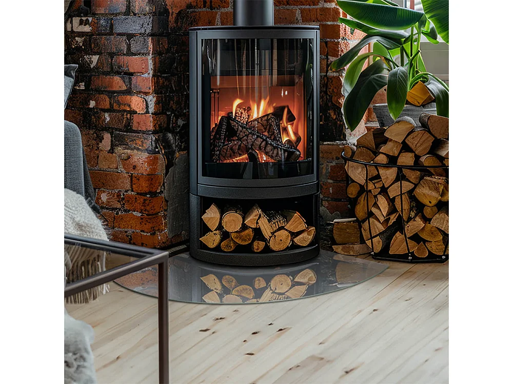 Glasplatte zum Schutz vor Funkenflug, Kaminauflage - Ein Viertel - 1/4 100x100 - Farbe Grau