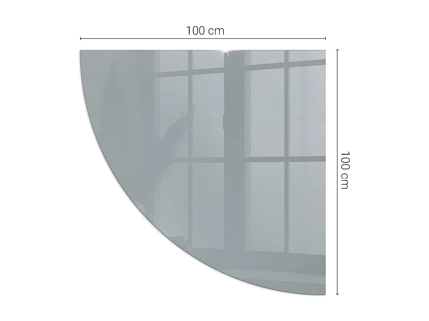 Glasplatte zum Schutz vor Funkenflug, Kaminauflage - Ein Viertel - 1/4 100x100 - Farbe Grau