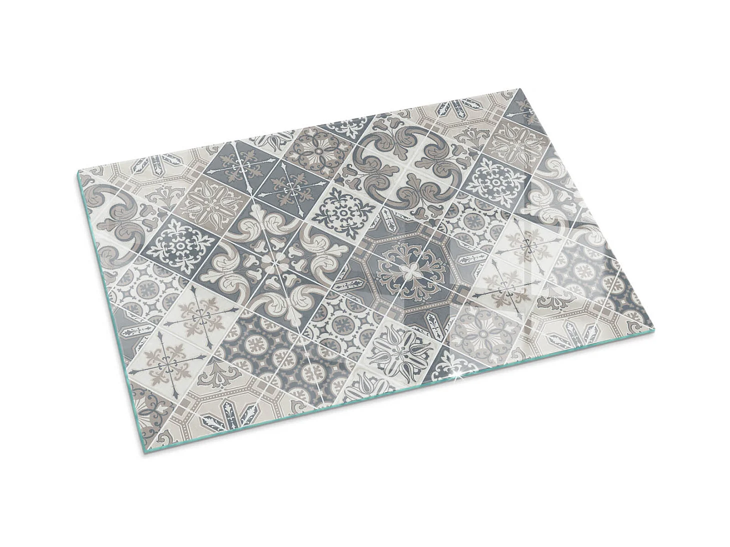 Glasplatte zum Schutz vor Funkenflug, Kaminauflage - Rechteck - 100x70 - Dekoratives Mosaikmuster