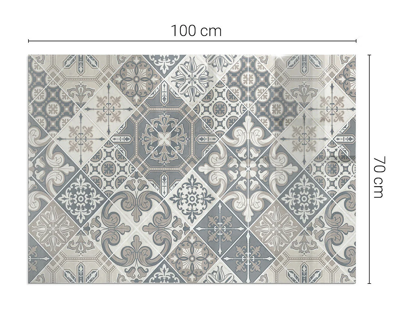 Glasplatte zum Schutz vor Funkenflug, Kaminauflage - Rechteck - 100x70 - Dekoratives Mosaikmuster