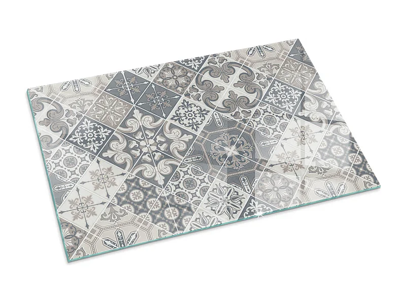 Glasplatte zum Schutz vor Funkenflug, Kaminauflage - Rechteck - 100x70 - Dekoratives Mosaikmuster