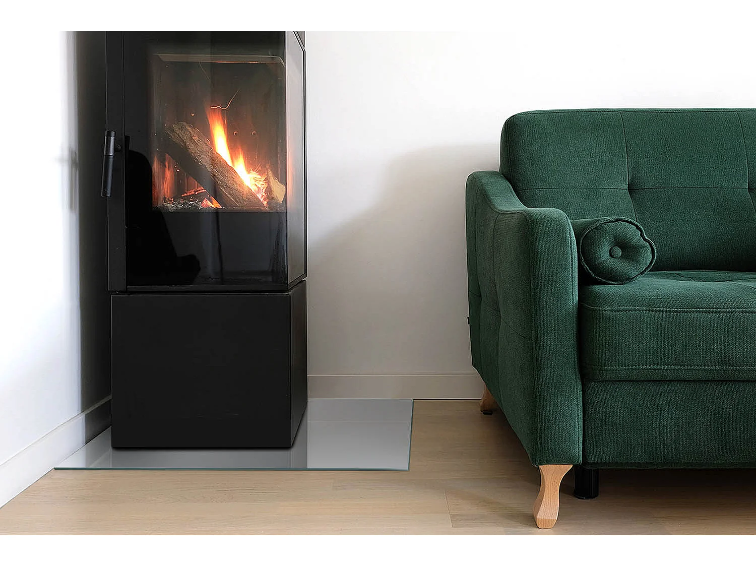 Glasplatte zum Schutz vor Funkenflug, Kaminauflage - Rechteck - 60X40 - Farbe Hellgrau