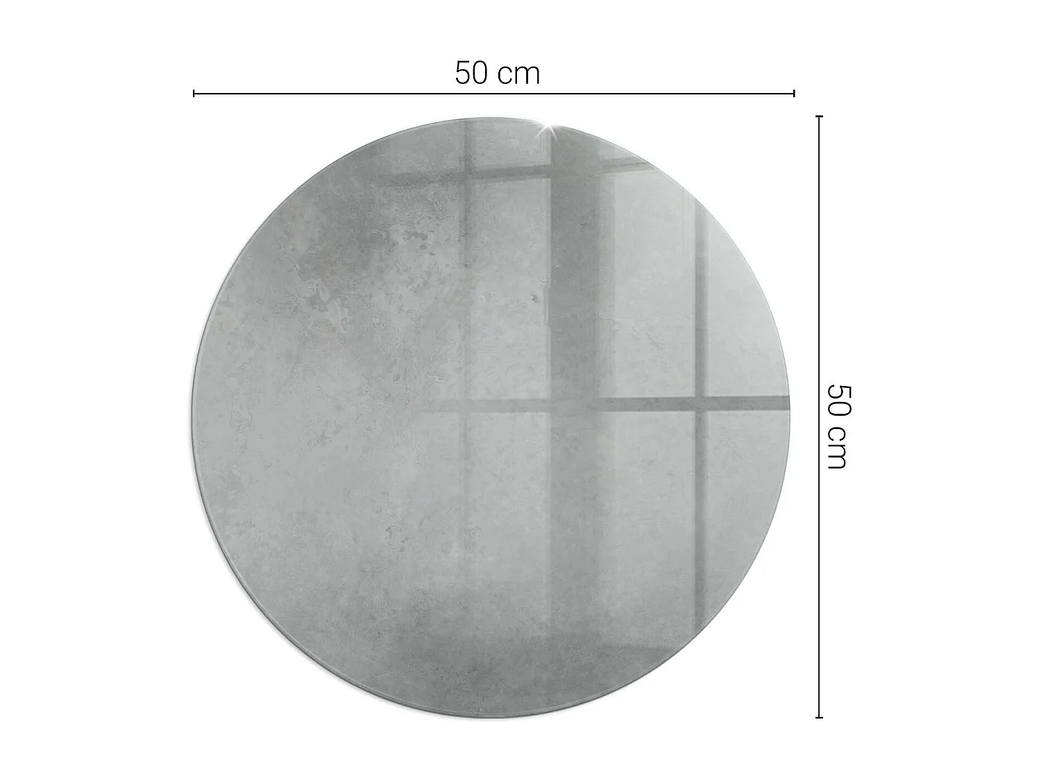 Plaque de sol en verre pour poêle - Roue - 50x50 - Texture béton avec effet