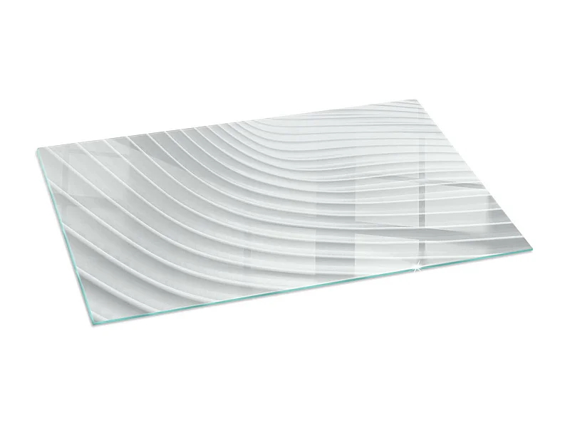 Glasplatte zum Schutz vor Funkenflug, Kaminauflage - Rechteck - 140x70 - Wellen aus zarten Linien