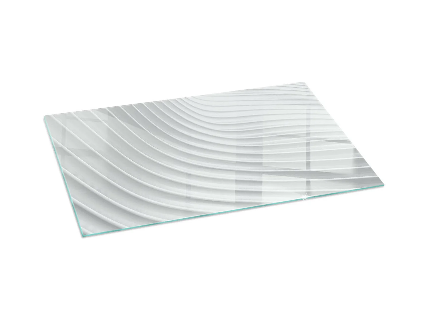 Glasplatte zum Schutz vor Funkenflug, Kaminauflage - Rechteck - 140x70 - Wellen aus zarten Linien