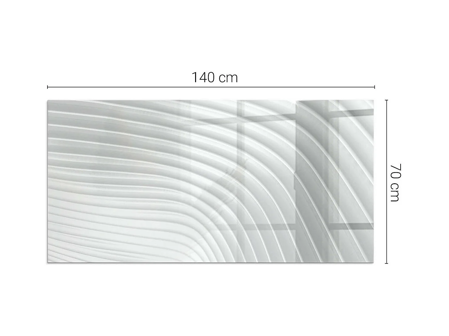 Glasplatte zum Schutz vor Funkenflug, Kaminauflage - Rechteck - 140x70 - Wellen aus zarten Linien