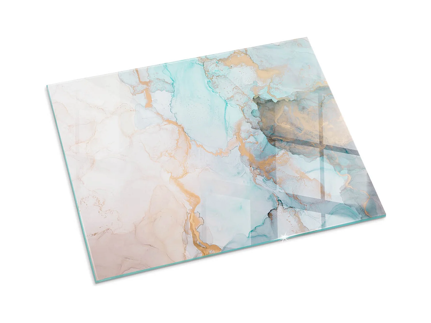 Glasplatte zum Schutz vor Funkenflug, Kaminauflage - Rechteck - 80x60 - Elegante Blätter in der Textur