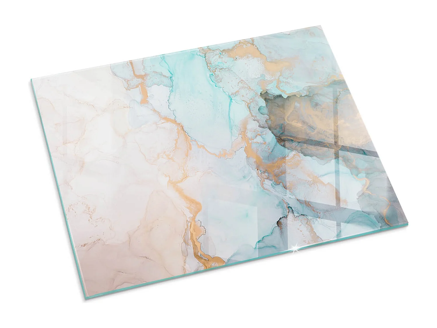 Glasplatte zum Schutz vor Funkenflug, Kaminauflage - Rechteck - 80x60 - Elegante Blätter in der Textur