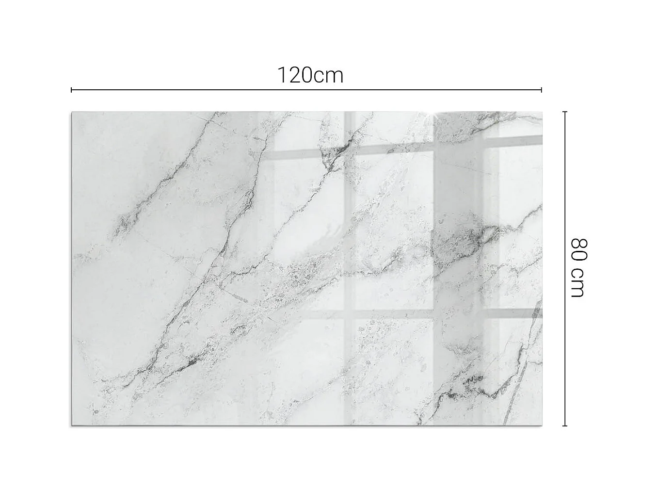 Glasplatte zum Schutz vor Funkenflug, Kaminauflage - Rechteck - 120x80 - Marmormuster mit Adern