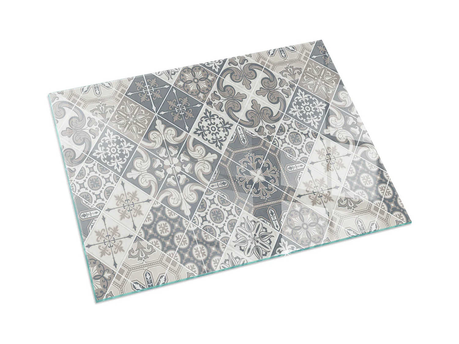 Glasplatte zum Schutz vor Funkenflug, Kaminauflage - Rechteck - 60X40 - Dekoratives Mosaikmuster