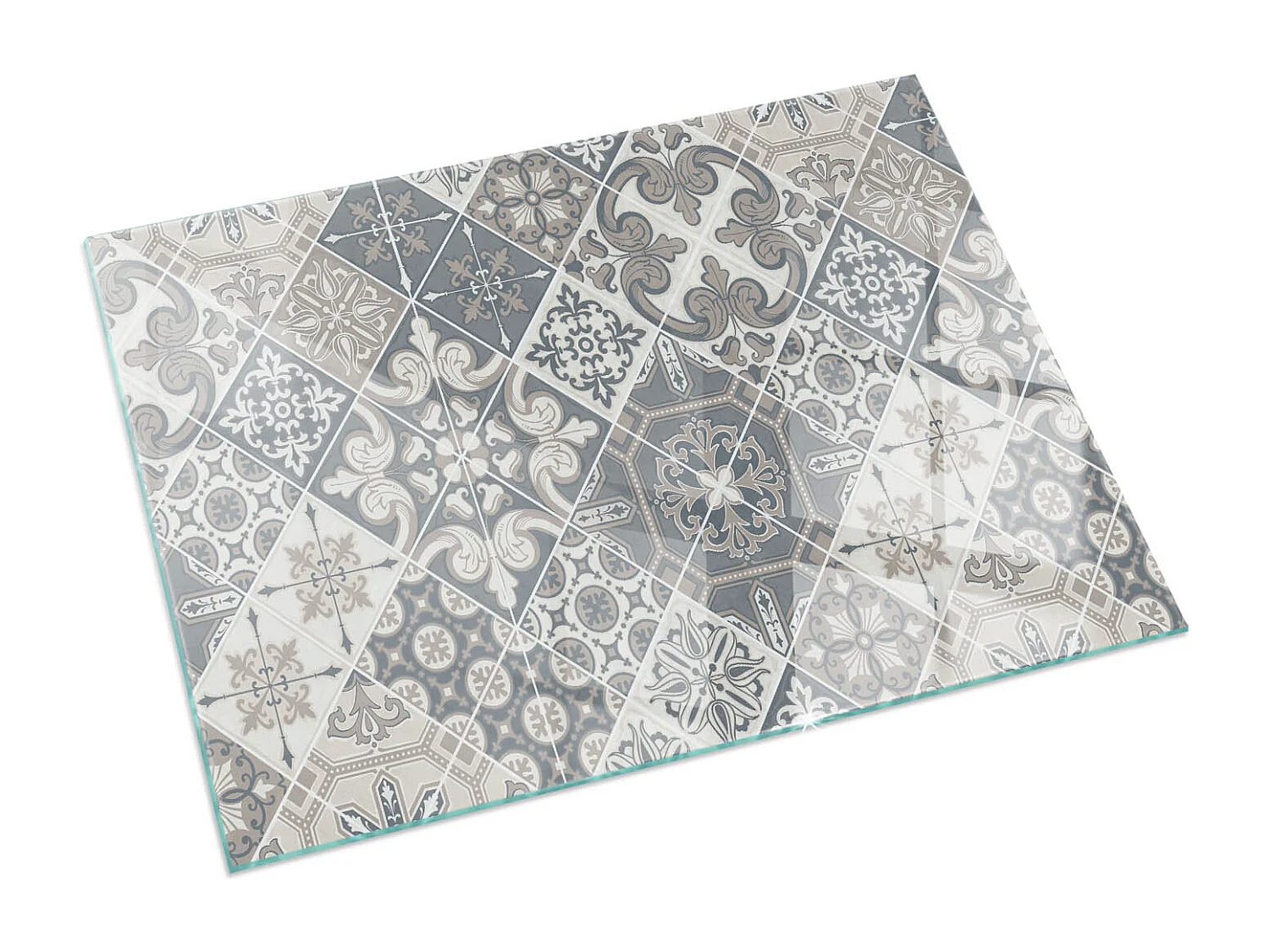 Plaque de sol en verre pour poêle - Rectangle - 60X40 - Modèle de mosaïque décorative