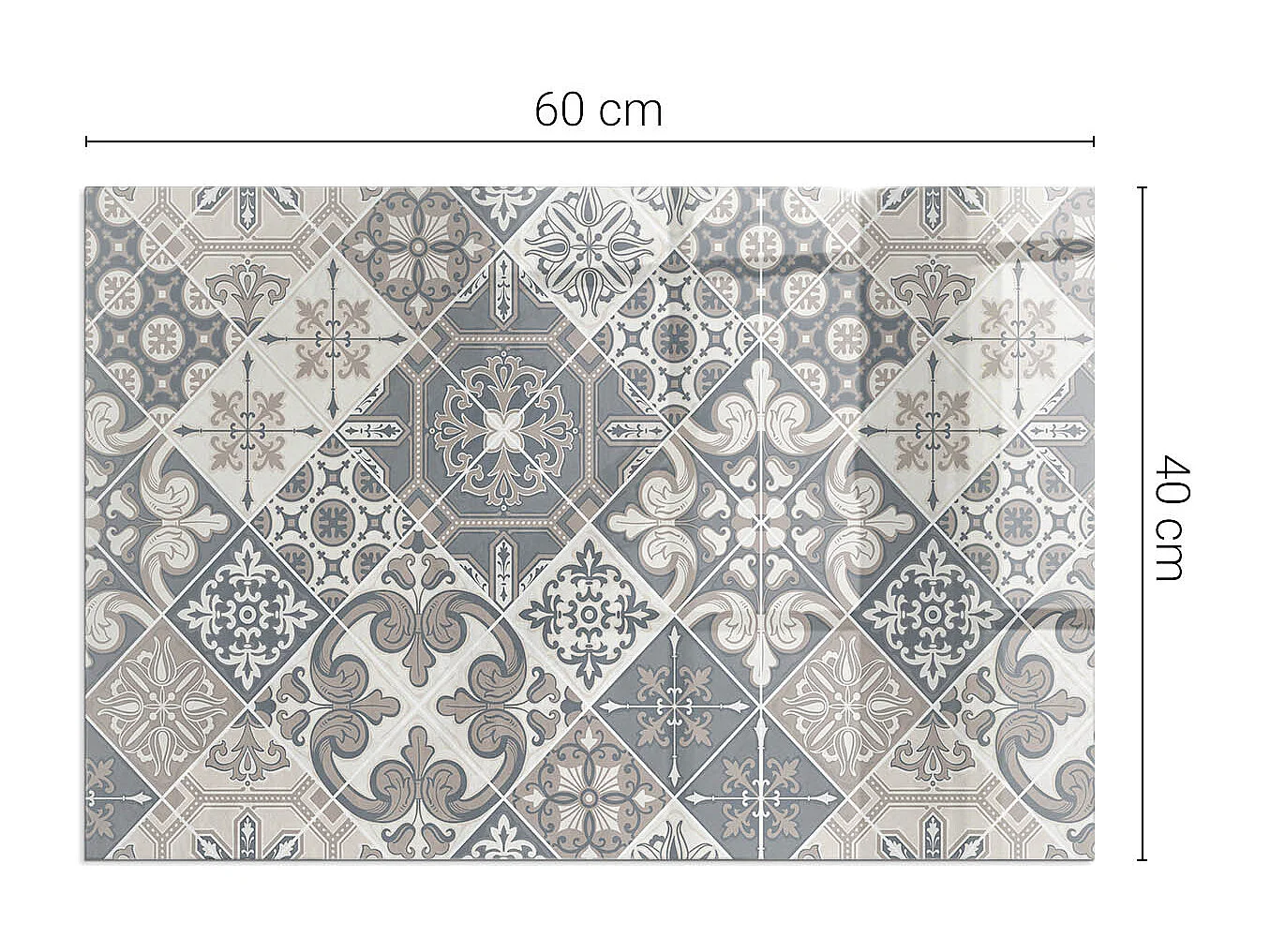 Plaque de sol en verre pour poêle - Rectangle - 60X40 - Modèle de mosaïque décorative