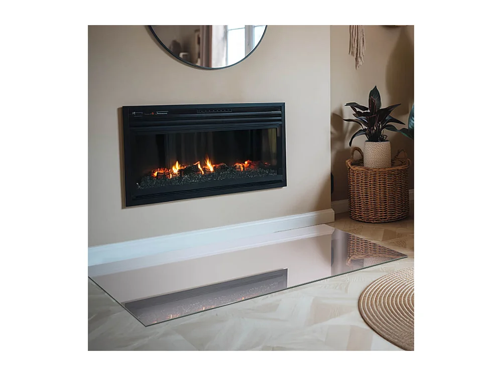 Glasplatte zum Schutz vor Funkenflug, Kaminauflage - Rechteck - 140x70 - Farbe Hellviolett