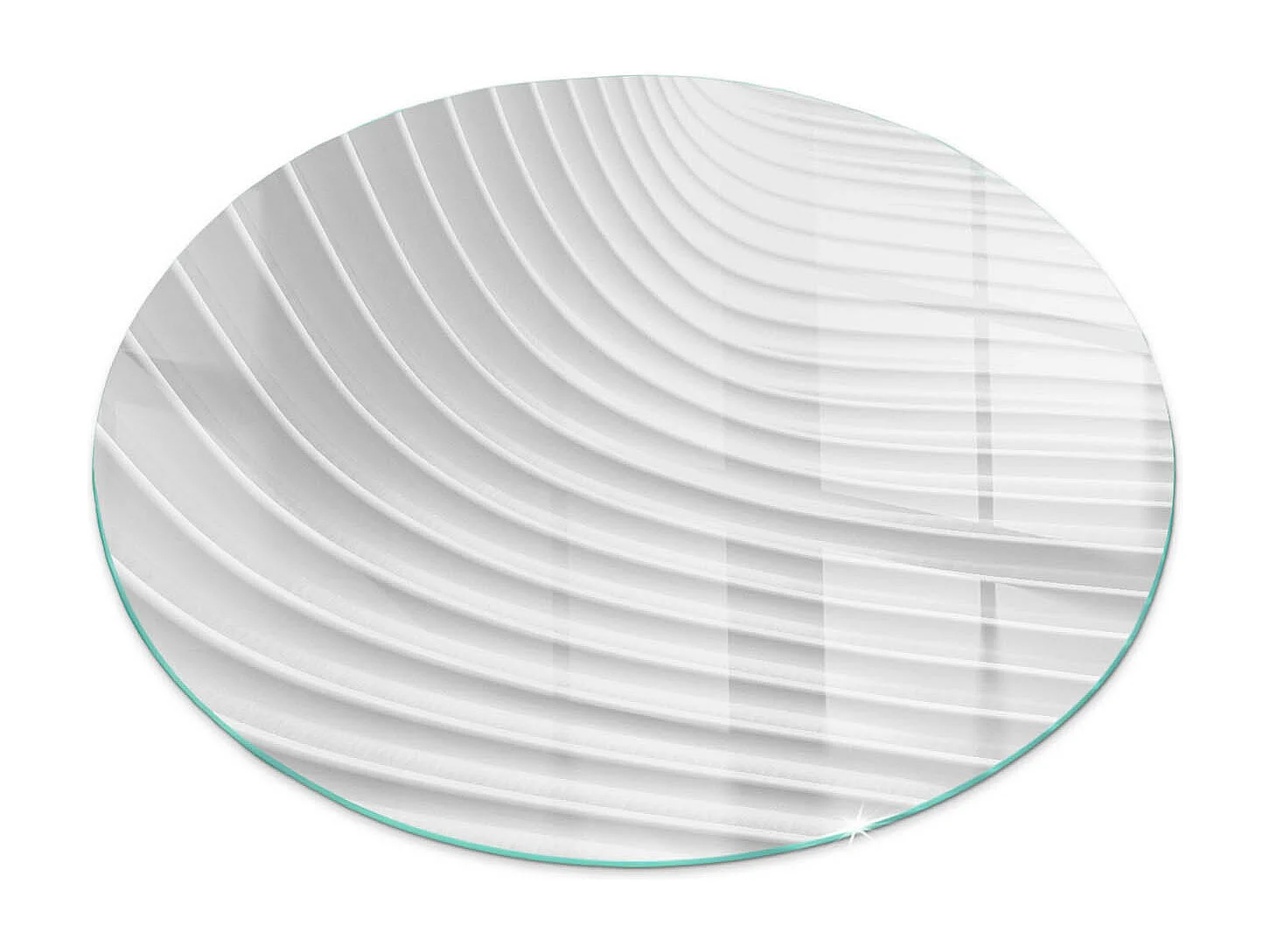Glasplatte zum Schutz vor Funkenflug, Kaminauflage - Rad - 50x50 - Wellen aus zarten Linien
