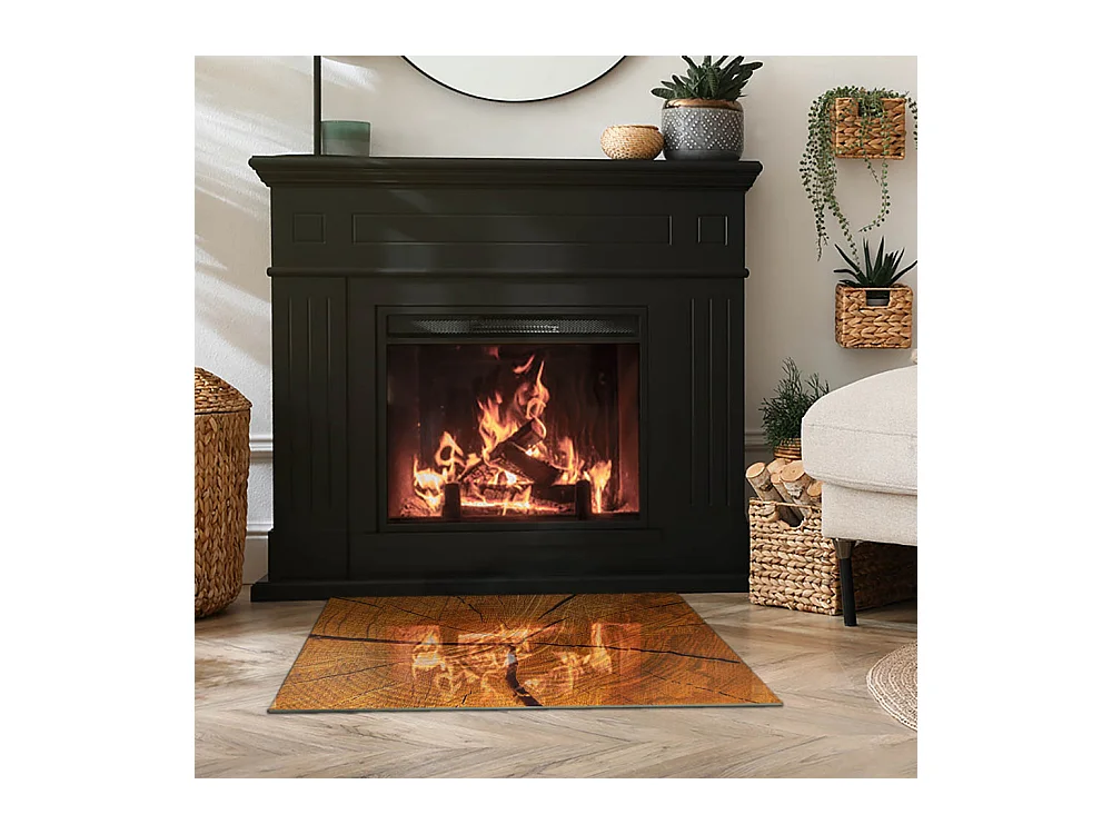 Plaque de sol en verre pour poêle - Rectangle - 80x60 - Texture de pierre naturelle