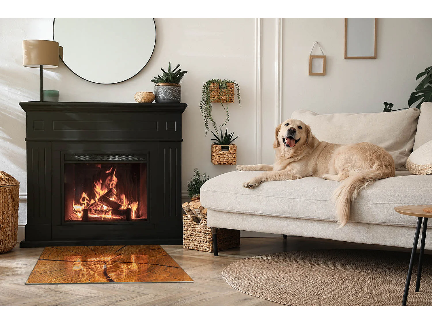 Glasplatte zum Schutz vor Funkenflug, Kaminauflage - Rechteck - 80x60 - Natursteinstruktur