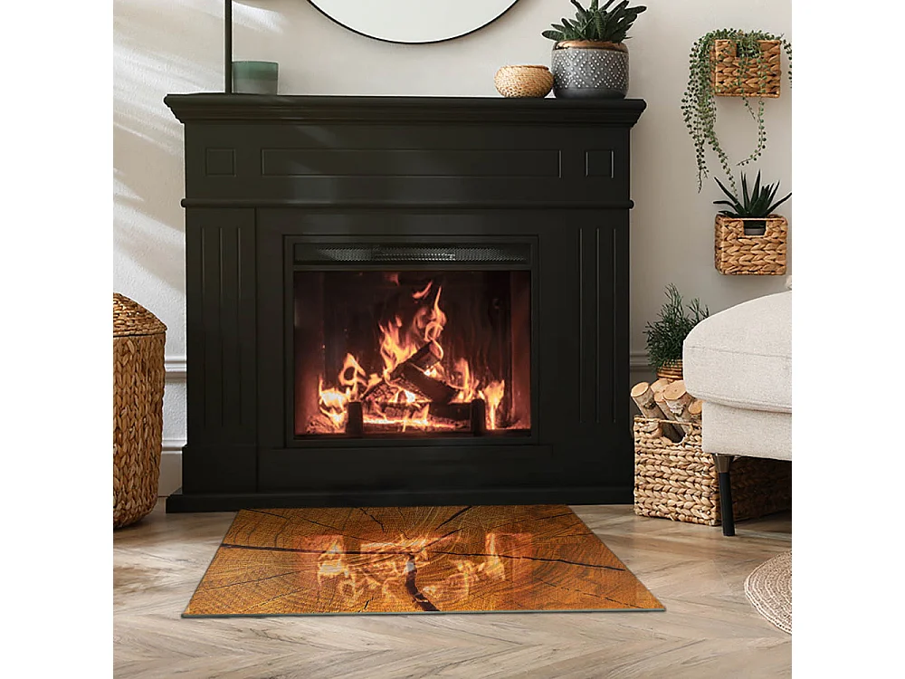 Glasplatte zum Schutz vor Funkenflug, Kaminauflage - Rechteck - 80x60 - Natursteinstruktur