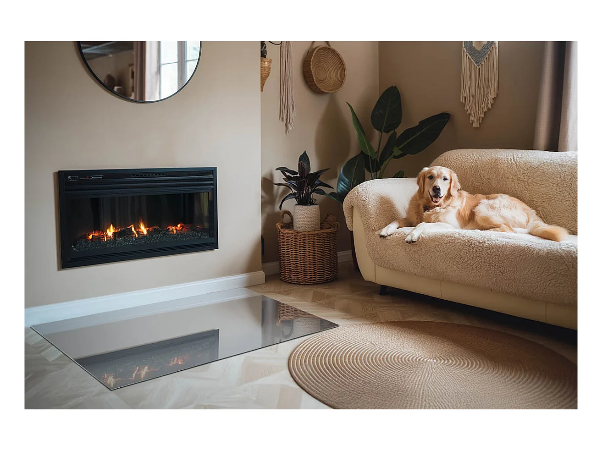 Glasplatte zum Schutz vor Funkenflug, Kaminauflage - Rechteck - 120x80 - Farbe Grau