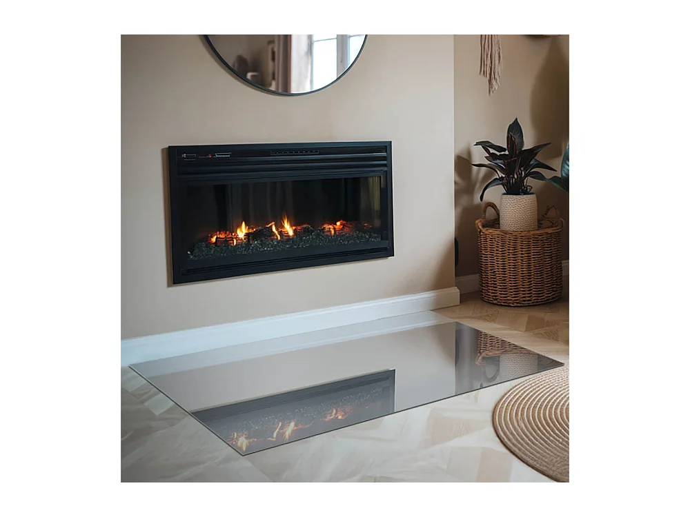 Glasplatte zum Schutz vor Funkenflug, Kaminauflage - Rechteck - 120x80 - Farbe Grau