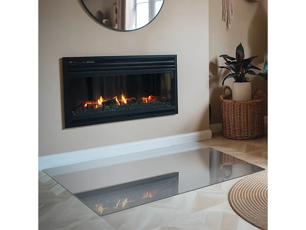 Glasplatte zum Schutz vor Funkenflug, Kaminauflage - Rechteck - 120x80 - Farbe Grau