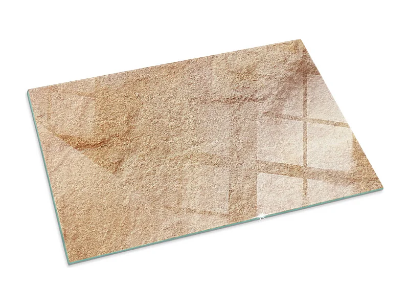 Glasplatte zum Schutz vor Funkenflug, Kaminauflage - Rechteck - 100x70 - Natursteinstruktur