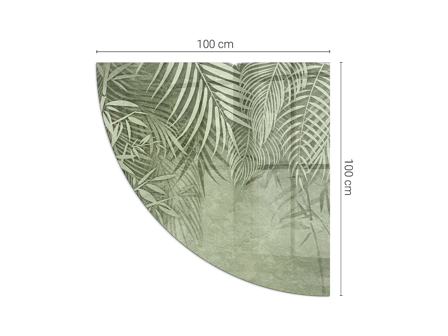 Glasplatte zum Schutz vor Funkenflug, Kaminauflage - Ein Viertel - 1/4 100x100 - Tropische Blätter im Hintergrund