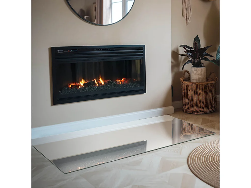 Plaque de sol en verre pour poêle - Rectangle - 140x70 - Couleur ivoire