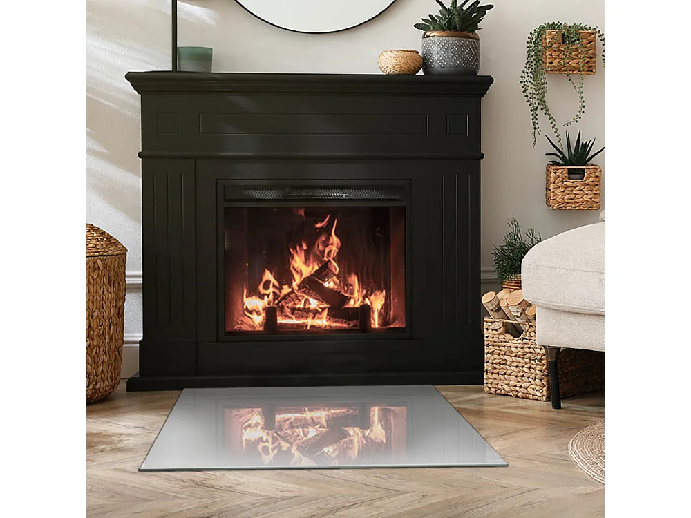 Glasplatte zum Schutz vor Funkenflug, Kaminauflage - Rechteck - 80x60 - Farbe Blassrosa