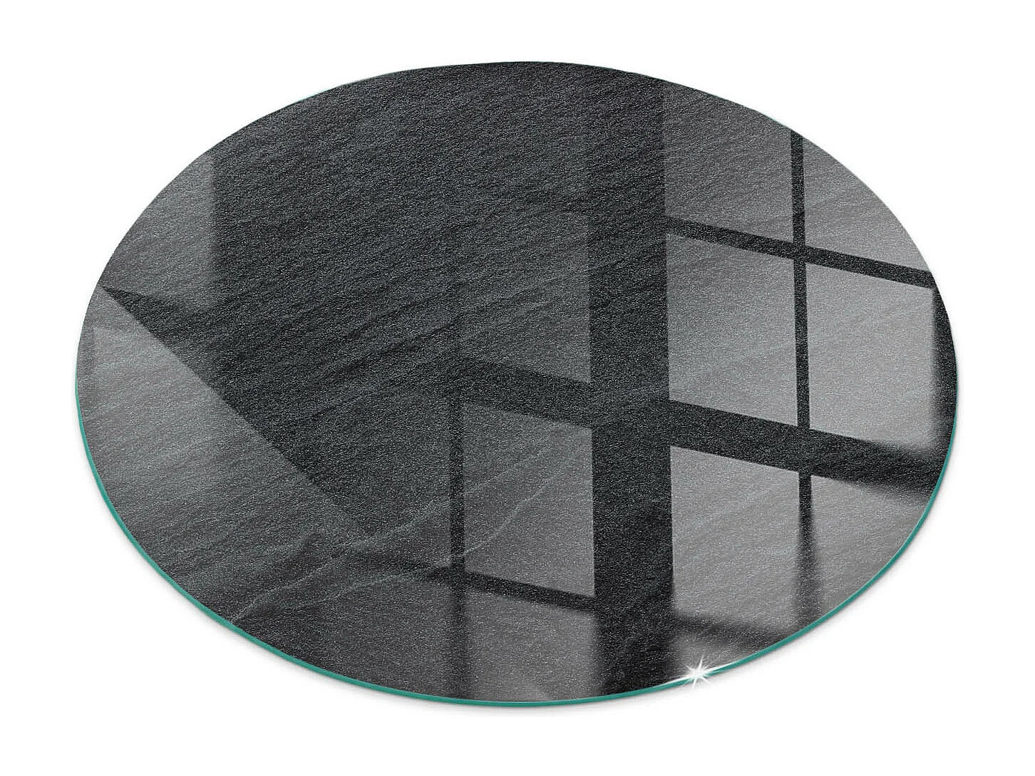 Plaque de sol en verre pour poêle - Roue - 50x50 - Texture de pierre naturelle