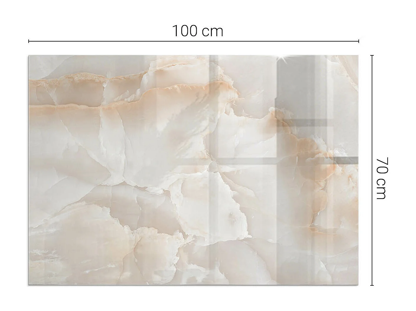 Glasplatte zum Schutz vor Funkenflug, Kaminauflage - Rechteck - 100x70 - Natursteinmuster