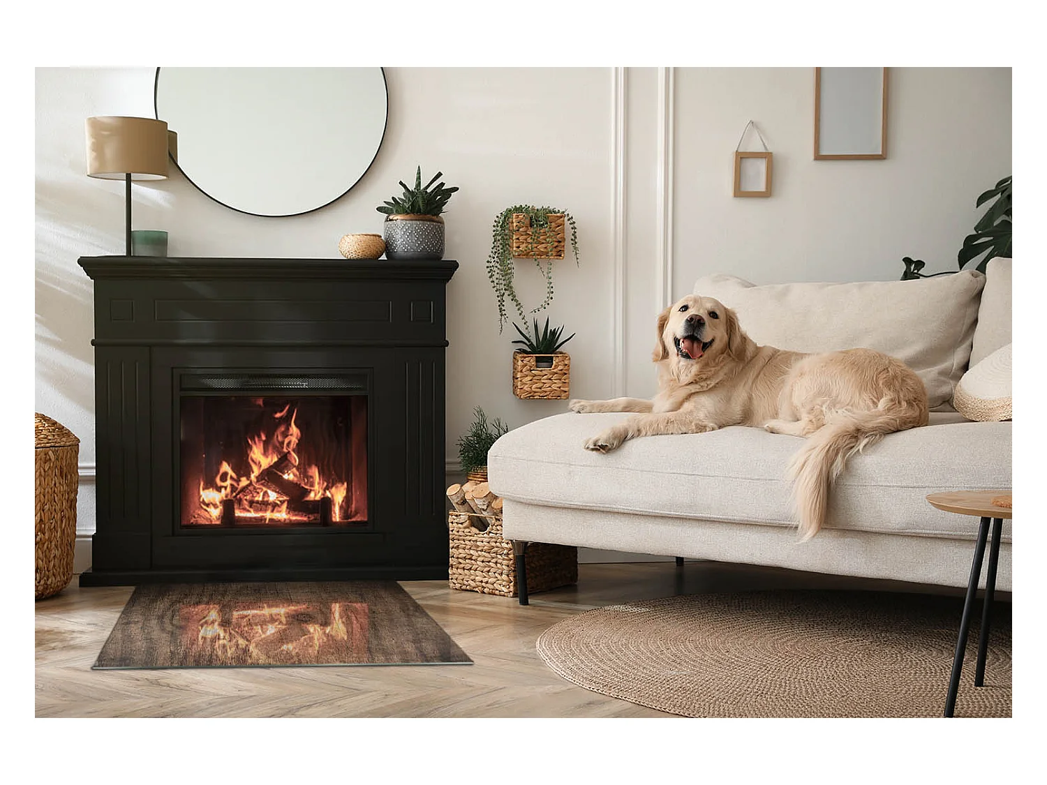 Glasplatte zum Schutz vor Funkenflug, Kaminauflage - Rechteck - 80x60 - Betontextur mit Wirkung