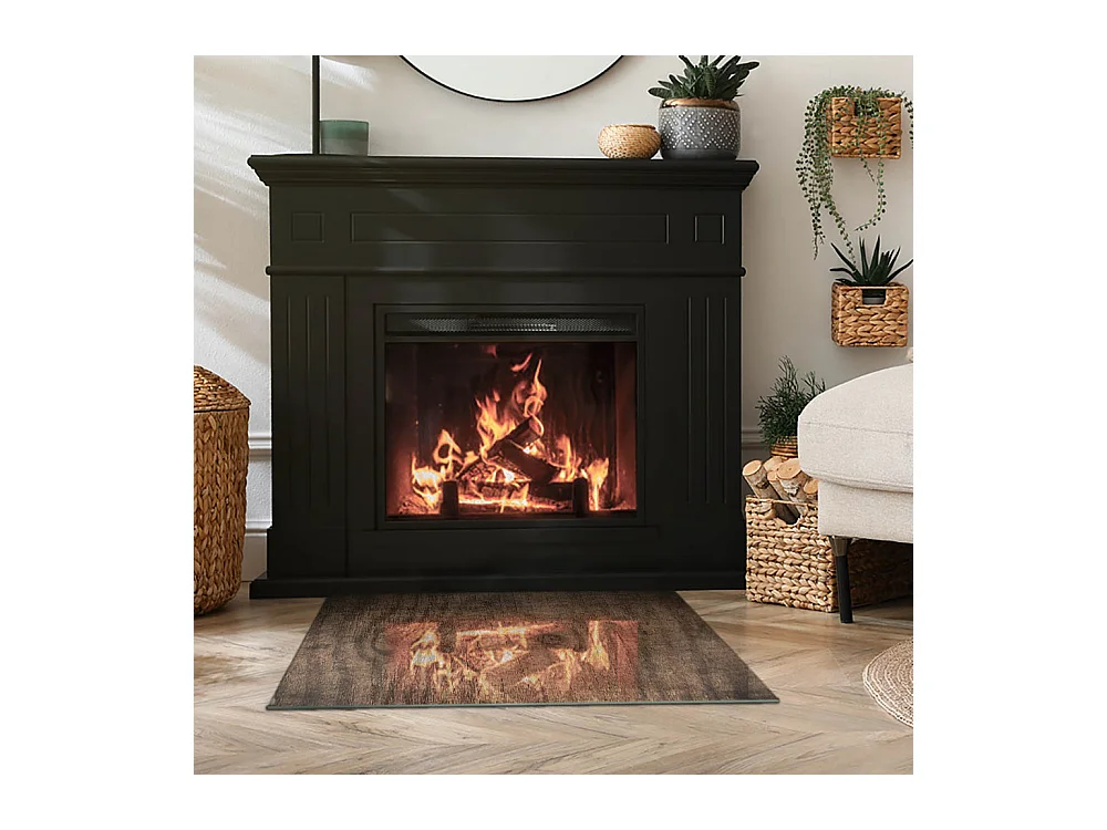 Glasplatte zum Schutz vor Funkenflug, Kaminauflage - Rechteck - 80x60 - Betontextur mit Wirkung