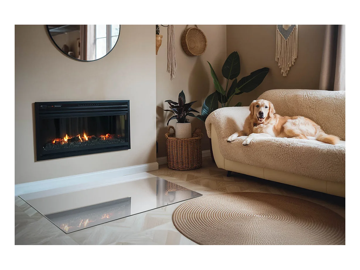 Vloerplaat voor houtkachel, onder open haard - Rechthoek - 120x80 - Kleur Lichtgrijs