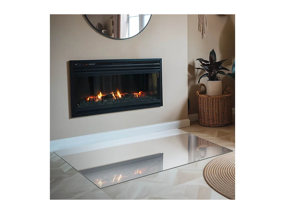 Vloerplaat voor houtkachel, onder open haard - Rechthoek - 120x80 - Kleur Lichtgrijs