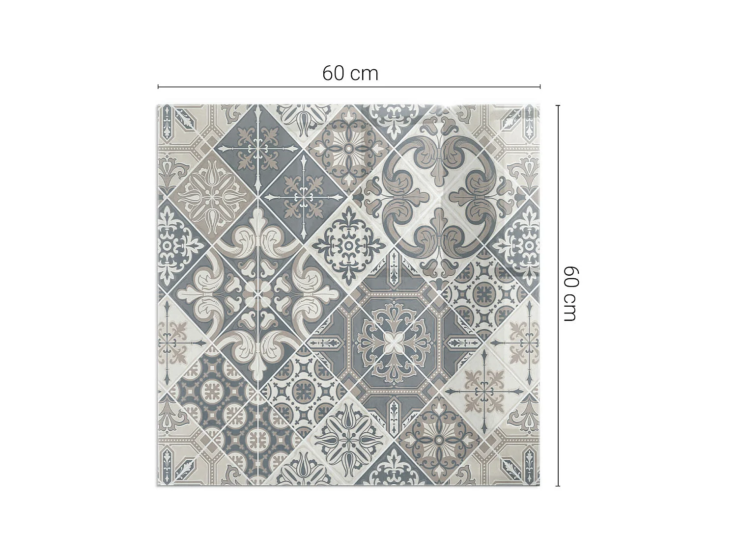 Glasplatte zum Schutz vor Funkenflug, Kaminauflage - Quadrat - 60x60 - Dekoratives Mosaikmuster