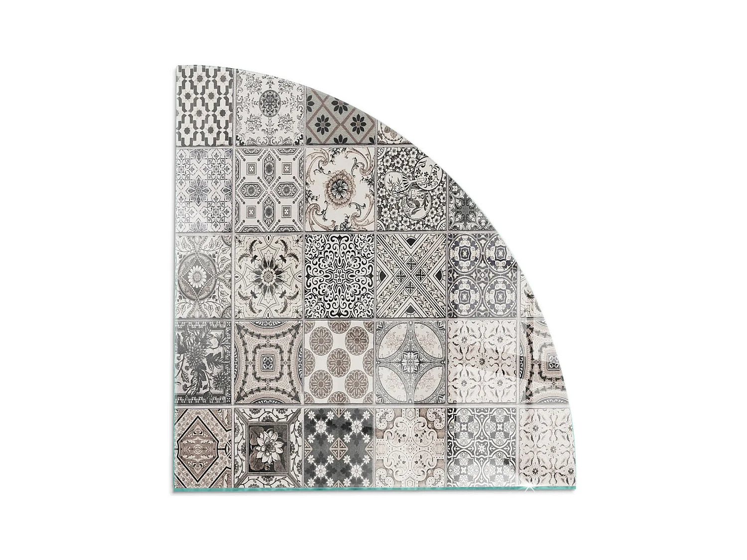 Plaque de sol en verre pour poêle - Un quart - 1/4 100x100 - Modèles de carreaux décoratifs