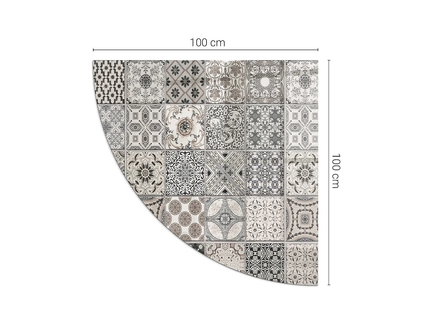 Plaque de sol en verre pour poêle - Un quart - 1/4 100x100 - Modèles de carreaux décoratifs