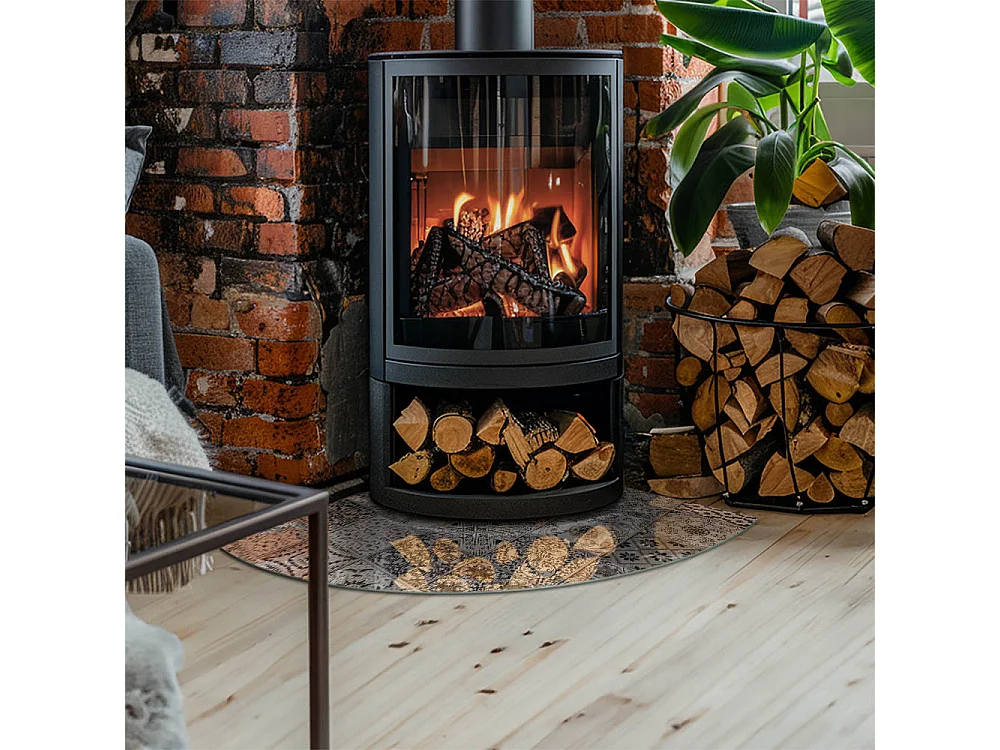 Glasplatte zum Schutz vor Funkenflug, Kaminauflage - Ein Viertel - 1/4 100x100 - Dekorative Fliesenmuster