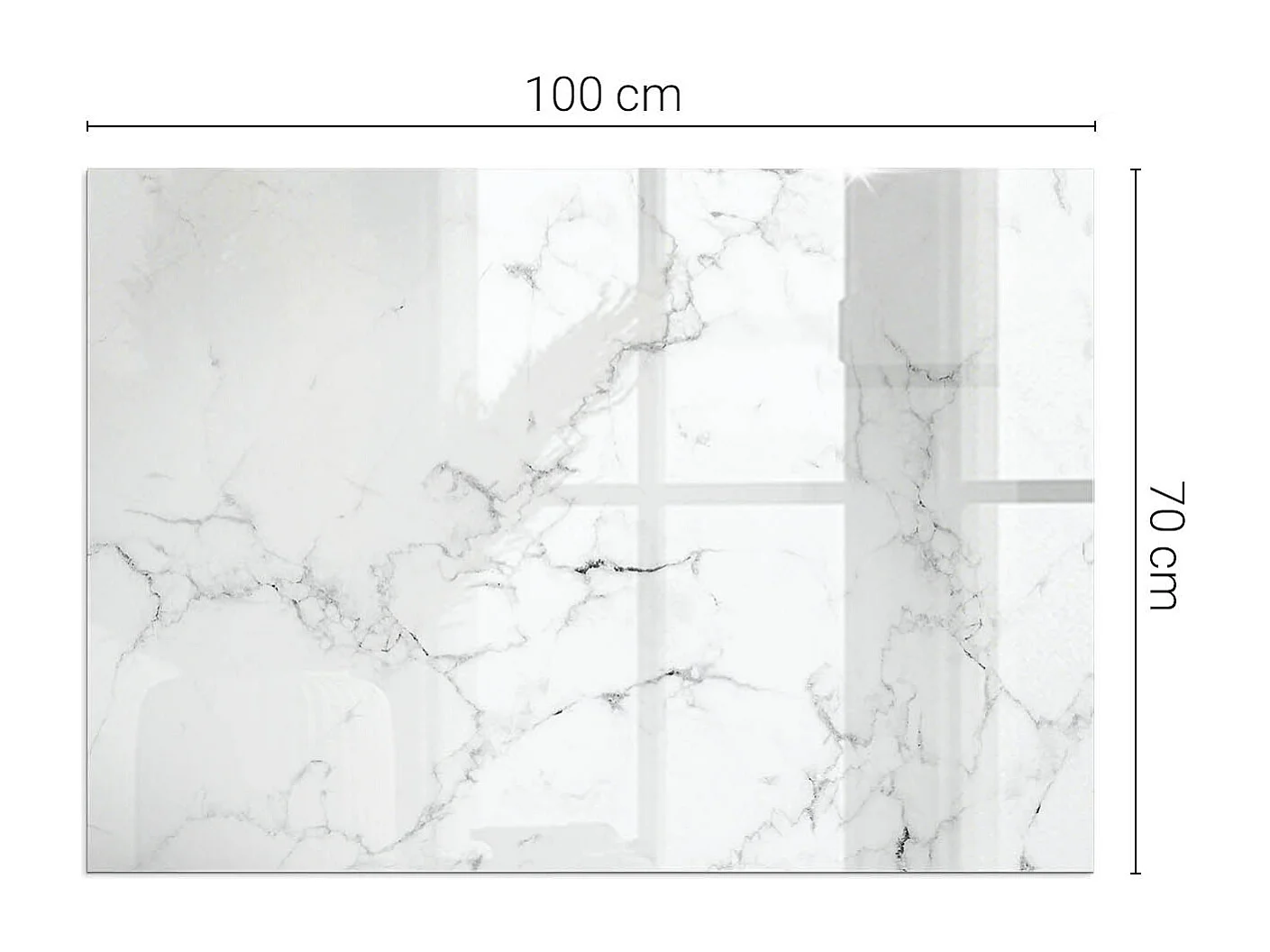 Plaque de sol en verre pour poêle - Rectangle - 100x70 - Modèle de marbre avec des veines